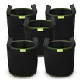 SIMBOOM 5 Stück Pflanzsack aus Vliesstoff Pflanztöpfen, Pflanzenbehälter mit Griffe für Tomaten, Blumen, Pflanzen und mehr, Schwarz - 10 Gallonen (40 L)