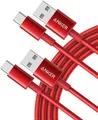 Anker USB Typ C Kabel Nylon Ladekabel Samsung Huawei LG Rot 1,8 m 2er Pack