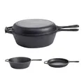 Robuste Gusseisen-Pfannenkombi Ø 25,5 cm und Ø 24,5 cm (Deckel): 3,5 l Topfvolumen, 1,5 l Deckelvolumen