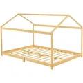 [en.casa] Hausbett, Natur, Holz, Bambus, 160x200 cm, Kinder- & Jugendzimmer, Kindermöbel, Kinderbetten, Hausbetten