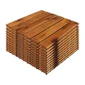 11 Stück Holzfliesen | ca. 1QM | Akazienholz | FSC®-Zertifiziert | 30x30cm Fliese | Stecksystem individuell zuschneidbar | Modell 2024