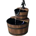 Outsunny Springbrunnen Aus Holz Outdoor Gartenbrunnen Dekorationsbecken Ornamenten Pumpe Zimmerbrunnen Wasserspiel Brunnen Für Garten Terrasse Rasen 44,5 X 44,5 X 58,5 Cm Dunkelbraun