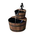 Outsunny Springbrunnen aus Holz Outdoor Gartenbrunnen Dekorationsbecken Ornamenten Pumpe Zimmerbrunnen Wasserspiel Brunnen für Garten Terrasse Rasen 44,5 x 44,5 x 58,5 cm Dunkelbraun