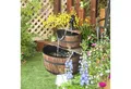 Outsunny Gartenbrunnen Zimmerbrunnen Wasserspiel Wasserfall Wasserpumpe, 24 cm Breite, Wasserbecken BxT: 44x44 cm, (Zierbrunnen, 2 tlg., Kaskadenbrunnen), Tannenholz, Dunkelbraun, 44,5 x 44,5 x 58,5 cm