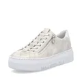 Rieker Damen Flats M1953, Frauen Espadrilles,umflochten,Bast-Optik,espandrillos,Espadrillos,Espandrilles,Sommerschuhe,beige Kombi (60),43 EU / 9 UK