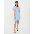 Vero Moda Shirtkleid Kurzes Wickel mit Rüschen VMHENNA (kurz) VMHENNA 2/4 WRAP FRILL DRESS NOOS blau XL