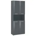 Hochschrank WELLTIME "Avena", grau (grau, grau hochglanz), B:73cm H:190cm T:31cm, Schränke, Badschrank 4-türig mit o. Fach und 4 Einlegeböden - B/T/H 73/31/190 cm