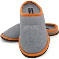 Pantoffeln aus Filz, Hausschuhe rutschfeste Slippers, Schluffen für Sie und Ihn, grau-orange Gr.38 - 38