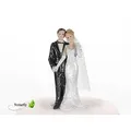 partydeco Tortenstecker, Hochzeitspaar Figur 11cm Tortendeko Brautpaar schwarz|weiß