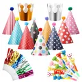 metagio 38 Stücke Partyhüte Set Party Hüte Lufttröte Pfeife Geburtstagshut Kegel Hüte Partyhütchen Geburtstag Party Supplies für Kindergeburtstag Festival Baby Shower