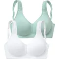 T-Shirt-BH PETITE FLEUR, Damen, Gr. 80, Cup E, grün (mint, weiß), Jersey, Obermaterial: 95% Baumwolle, 5% Elasthan, Basic, BHs, ohne Bügel aus Baumwolle, Topseller