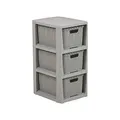 BranQ - Home essential Regal in Rattan Design, BPA-freie Kunststoff PP, Hellgrau, 29,5x24x48,7 cm, 3 Körben