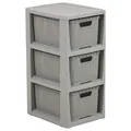 Rattanregal Regal Regal für Badezimmer mit 3 Körben 3x7 L 29,5 x 24 x 49 cm Grau