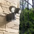 MeLiTec LED Außenwandleuchte mit Bewegungsmelder, 2 LED Spots, 4000K, IP44, verstellbar, Außenwandlampe, Flutlicht, Garten Terrasse & Einfahrt, 1...