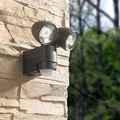 MeLiTec LED Außenwandstrahler mit Bewegungsmelder, Anthrazit, 2 LED Spots, 4000K neutralweiß, IP44, Außenwandlampe, Wandleuchte, Garten, Terrasse & Einfahrt, 127-2