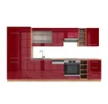 Vicco Küchenzeile Fame-Line, Bordeaux Hochglanz/Goldkraft Eiche/Goldkraft Eiche, 355 ...