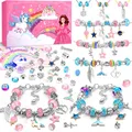INOMO Einhorn Geschenke für Mädchen, Bastelset Kinder ab 6 Jahre, Einschulung Mädchen Armbänder Selber Machen, Schmuck Selber Machen Set 6 7 8 9 10 11 12 Jahre, Bastelset für Kinder Spielzeug