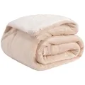 Basisstoff Cloudy Decke Sofa Kuscheldecke warm Sherpa Couchdecke mit Ecktasche Beige Gr. 130 x 150 cm