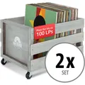 2x Schallplatten Vinyl Box Kiste Aufbewahrung LP 100 Sammlung Plattenkiste Grau
