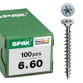 SPAX Universalschraube, 6,0 x 60 mm, 100 Stück, T-STAR plus, Senkkopf, Vollgewinde, 4CUT, WIROX A3J, 1191010600603