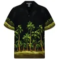 KY's Hawaiihemd Palmenwald Original Hawaiihemd mit 100% Kokosnuss-Knöpfen schwarz M