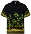 KY‘s Original Hawaiihemd, Grüner Palmenwald, schwarz, M