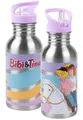 United Labels® Trinkflasche Bibi & Tina Edelstahl Trinkflasche Pferde Flasche Strohhalm 500 ml