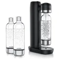 Arendo Wassersprudler Soda Maker schwarz + 3 x 1000 ml BPA-Freie Wasserflaschen