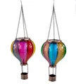 formano 2er Set Solar-Ballon Hänger mit Flammeneffekt 13x25 cm Acryl Metall Bunt I Gartendeko Solarleuchte Transparent Gartenbeleuchtung Außen Dekoration Ballon-Figur mit Metallkette Solarlampe