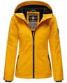 MARIKOO Damen Frühjahr Übergangs Jacke leicht gefüttert Kapuze kurz B862 [B862-Brombeer-Gelb-Gr.S]