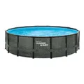 Summer Waves Pool Rattanoptik Komplettset grau 488 x 122  Schwimmbecken + Leiter