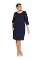 Ulla Popken Damen große Größen Übergrößen Plus Size Punto-Sweatkleid, Rundhals, 3/4-Arm, Taschen Marine 58+ 835722130-58+