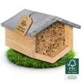 Beesi Bienenhotel mit wetterfestem Metalldach I Bienenhaus mit Schilfröhrchen