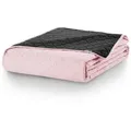 DecoKing Tagesdecke Bettüberwurf mit Uni Wendedesign leichte Allzweckdecke Wohndecke, Wendedesign, Zweifarbig, Steppung rosa 200 cm x 220 cm