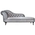 Chesterfield Recamiere / Chaiselongue Silbergrau aus dem Hause Casa Padrino - Wohnzimmer Liege Sofa