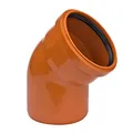 Ostendorf KG-Rohr Bogen DN250 45 Grad PVC-hart, Orangebraun RAL 8023, SN 4, DIN EN 13476-2, DIN EN 1401, resistent gegen biogene Schwefelsäure, glatte Oberfläche