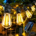 Bowfar Lichterkette Außen Solar, 10M 16+1 ST38 Glühbirnen Solar Lichterkette A