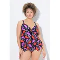 Ulla Popken Bügel-BH Tankini grafischer Druck Softcups recycelt schwarz 50