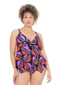 Ulla Popken Damen große Größen Übergrößen Plus Size Tankini, grafischer Druck, Softcups, recycelt schwarz 50 837287100-50
