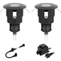 ledscom.de LED Bodeneinbauleuchte ATRIA für außen, IP65, schwarz, rund, 40mm Ø, kaltweiß 2er Set