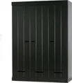 WOOOD Connect Kleiderschrank aus Kiefer, 3-Türig + Schublade, Schwarz