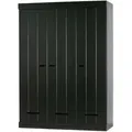 Kleiderschrank Connect aus Kiefernholz, modernes Design mit 3 Türen, Schwarz lackiert