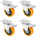 Schwerlastrollen mit Bremse, 4 Stück, 100 mm, bis 460 kg, HMF 6710, Orange