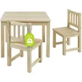 BOMI® Baby Möbel Set 2 Stühle und Tisch Amy aus Kiefer Massiv Holz für Kleinkinder ab 24 Monate bis 10 Jahre Naturbelassen - Naturbelassen