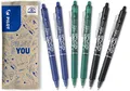 PILOT FriXion Clicker 0.7 – 6 Stück – Farben 2x Blau/Schwarz/Grün – Radierbarer, nachfüllbarer Gel-Tintenroller mit Druckmechanik und thermosensitiver Tinte, mittlere Spitze