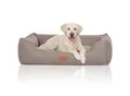 Knuffelwuff Hundebett Lotte aus Velours mit feinem Handwebcharakter hellgrau XXL
