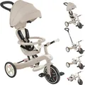 GLOBBER EXPLORER TRIKE 4in1 ECO – Kinderwagen, Dreirad und Laufrad, 10/8,5 Zoll, TPR-Sitz, höhenverstellbar, kokos weiß