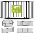 BOMI Türschutzgitter Absperrgitter Milo 100–525 cm, Raumtrenner, Laufstall Metall (sicherheitsgeprüftes Gitter, flexibel & erweiterbar), Schutzgitter Baby zum Anschrauben oder Aufstellen, Schwarz schwarz 465 cm x 75 cm