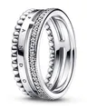 Pandora Silberring Silberring für Logo, Pavé & Beads