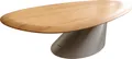 DELIFE Couchtisch Edge, Oval 140x75 cm Eiche Natur Runde Kante Conis Edelstahl gebürstet